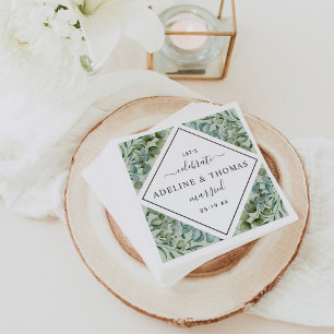 Elegant Eucalyptus Geometric Greenery Wedding Servet