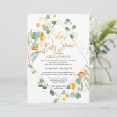 Elegant Eucalyptus Geometric Virtual Baby shower Kaart (Staand voorkant)