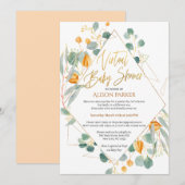 Elegant Eucalyptus Geometric Virtual Baby shower Kaart (Voorkant / Achterkant)