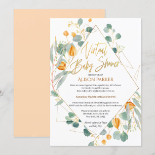 Elegant Eucalyptus Geometric Virtual Baby shower Kaart