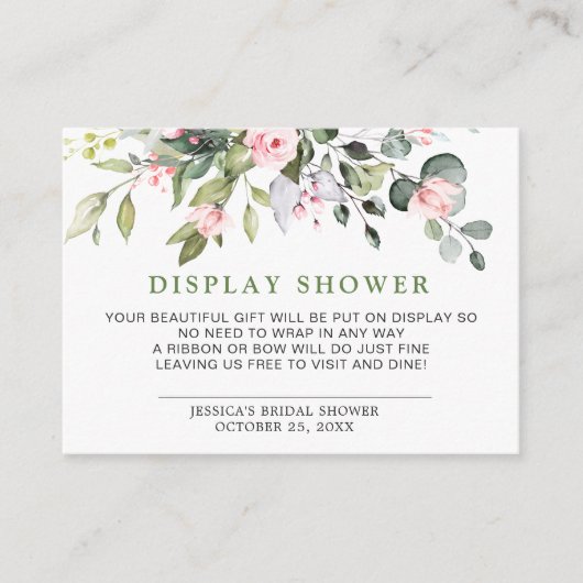 Elegant Eucalyptus Gift Bridal DISPLAY SHOWER Informatiekaartje (Voorkant)