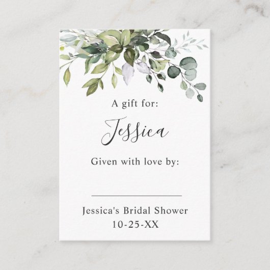 Elegant Eucalyptus Gift Bridal DISPLAY SHOWER Informatiekaartje (Voorkant)