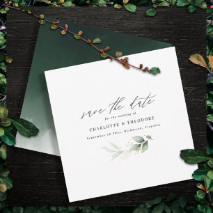 Elegant eucalyptus gold botanische budget bruiloft aankondiging