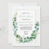 Elegant Eucalyptus Gold Bridal Shower Kaart (Voorkant)