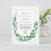 Elegant Eucalyptus Gold Bridal Shower Kaart (Staand voorkant)