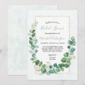 Elegant Eucalyptus Gold Bridal Shower Kaart (Voorkant / Achterkant)