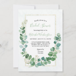 Elegant Eucalyptus Gold Bridal Shower Kaart