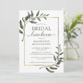 Elegant Eucalyptus Gold Foil Bridal Luncheon Kaart (Staand voorkant)