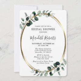 Elegant Eucalyptus Gold Foil Vrijgezellenfeest Inv Kaart