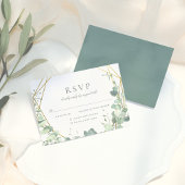 Elegant Eucalyptus & Gold Geometric Wedding RSVP