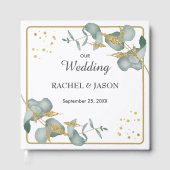 Elegant Eucalyptus Gold Glitter Greenery Wedding Gastenboek (Voorkant)