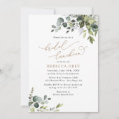 Elegant Eucalyptus Gold Greenery Bridal Luncheon Kaart (Voorkant)