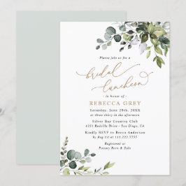 Elegant Eucalyptus Gold Greenery Bridal Luncheon Kaart