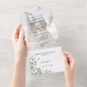 Elegant Eucalyptus Gold Greenery Foto Weddenschap All In One Uitnodiging (Afscheurbaar)