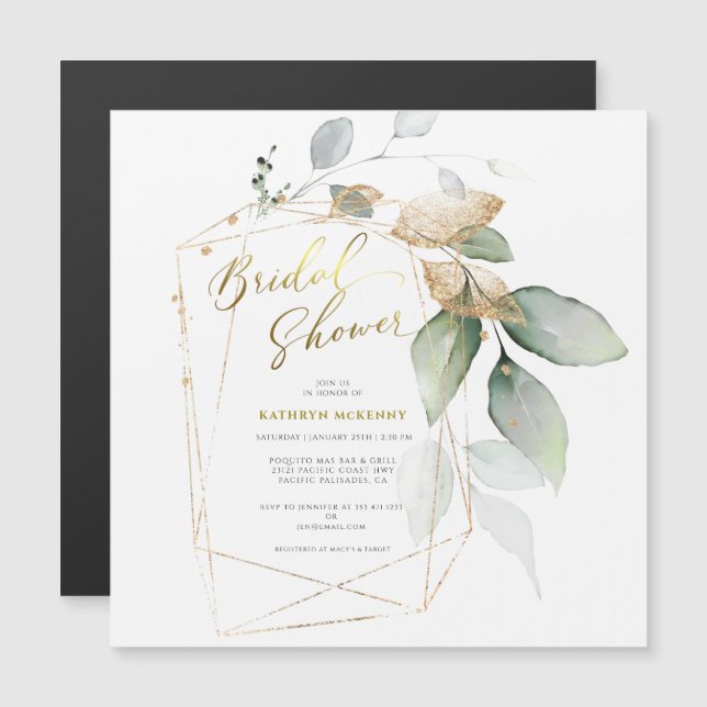 Elegant Eucalyptus Gold Greenery Vrijgezellenfeest (Voorkant / Achterkant)