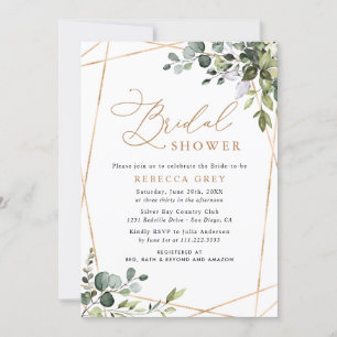 Elegant Eucalyptus Gold Greenery Vrijgezellenfeest Kaart