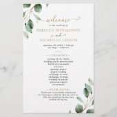 Elegant Eucalyptus Gold Greenery Wedding Program (Voorkant)
