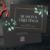 Elegant Eucalyptus Gold Lijst Business Logo Feestdagenkaart