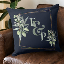 Elegant Eucalyptus Gold Lijst Monogram Initiaal
