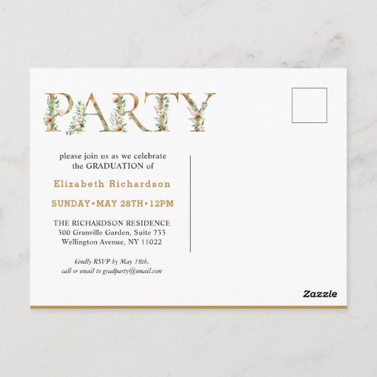Elegant Eucalyptus Gold Script 3 Foto Afstuderen Briefkaart (Achterkant)