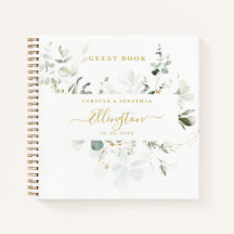 Elegant Eucalyptus Gold Script Foto Guest book