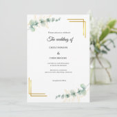 Elegant Eucalyptus Gold Wedding  Kaart (Staand voorkant)