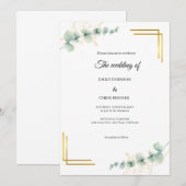 Elegant Eucalyptus Gold Wedding  Kaart (Voorkant / Achterkant)