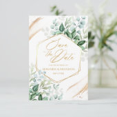 Elegant Eucalyptus Gold Wedding Save the Date Kaart (Staand voorkant)