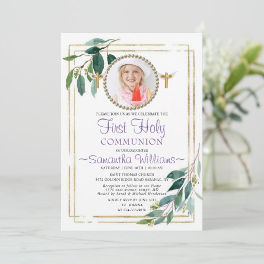 Elegant Eucalyptus Golden 1e communiqué Kaart (Staand voorkant)