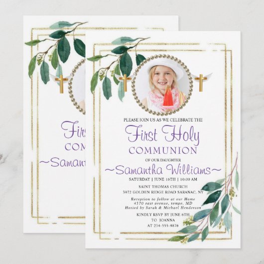 Elegant Eucalyptus Golden 1e communiqué Kaart (Voorkant / Achterkant)