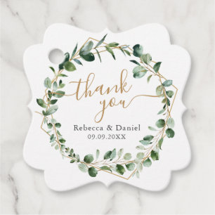 Elegant Eucalyptus Goud Groen Bruiloft Dank u Bedankjes Labels