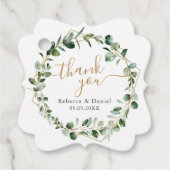 Elegant Eucalyptus Goud Groen Bruiloft Dank u Bedankjes Labels (Voorkant)
