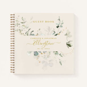 Elegant Eucalyptus Goud Schrift Foto Gastboek Notitieboek