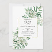 Elegant Eucalyptus + goudlijst vrijgezellenfeest I Kaart (Voorkant)