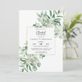 Elegant Eucalyptus + goudlijst vrijgezellenfeest I Kaart (Staand voorkant)