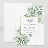 Elegant Eucalyptus + goudlijst vrijgezellenfeest I Kaart (Voorkant / Achterkant)