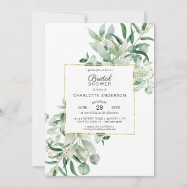 Elegant Eucalyptus + goudlijst vrijgezellenfeest I Kaart