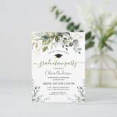 Elegant Eucalyptus Graduation Party Invitation Briefkaart (Staand voorkant)