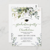 Elegant Eucalyptus Graduation Party Invitation Briefkaart (Voorkant / Achterkant)