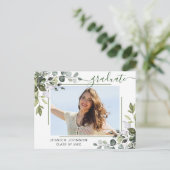 Elegant Eucalyptus Graduation Party Invitation Briefkaart (Staand voorkant)