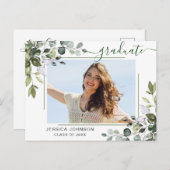 Elegant Eucalyptus Graduation Party Invitation Briefkaart (Voorkant / Achterkant)