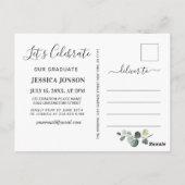 Elegant Eucalyptus Graduation Party Invitation Briefkaart (Achterkant)