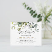 Elegant Eucalyptus Graduation Party Invitation Briefkaart (Staand voorkant)