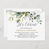 Elegant Eucalyptus Graduation Party Invitation Briefkaart (Voorkant / Achterkant)
