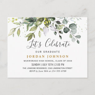 Elegant Eucalyptus Graduation Party Invitation Briefkaart