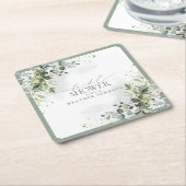 Elegant Eucalyptus Green Botanisch Vrijgezellenfee Kartonnen Onderzetters (Schuin)