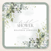 Elegant Eucalyptus Green Botanisch Vrijgezellenfee Kartonnen Onderzetters (Voorkant)