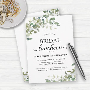 Elegant Eucalyptus Green Bridal Luncheon Kaart
