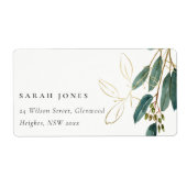 ELEGANT EUCALYPTUS GREEN GOLD FOLIAGE ADRES LABE ETIKET (Voorkant)