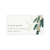 ELEGANT EUCALYPTUS GREEN GOLD FOLIAGE ADRES LABE ETIKET (Voorkant)